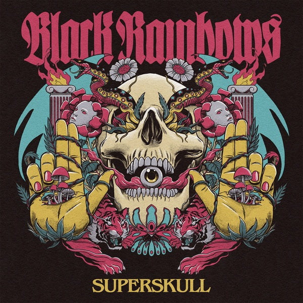 BLACK RAINBOWS - Superskull [3-Color Striped Neon Pink/Black/Blue]